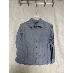 Banana Republic Shirt Men L Blue Chambray Denim Button Up Casual Hybrid‎ Career